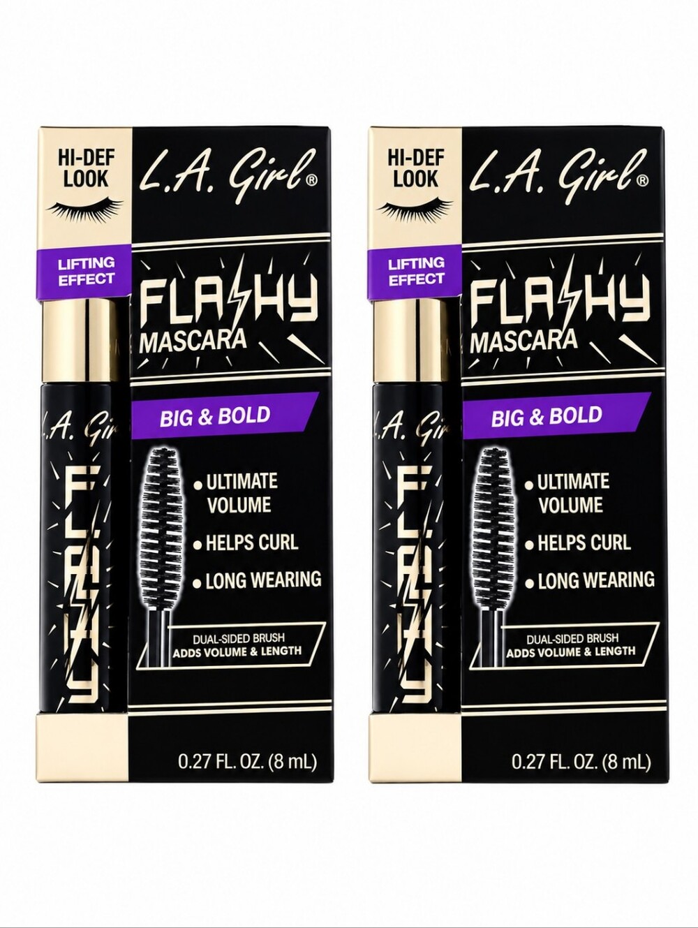 2 x LA GIRL Flashy Mascara, Jet Black